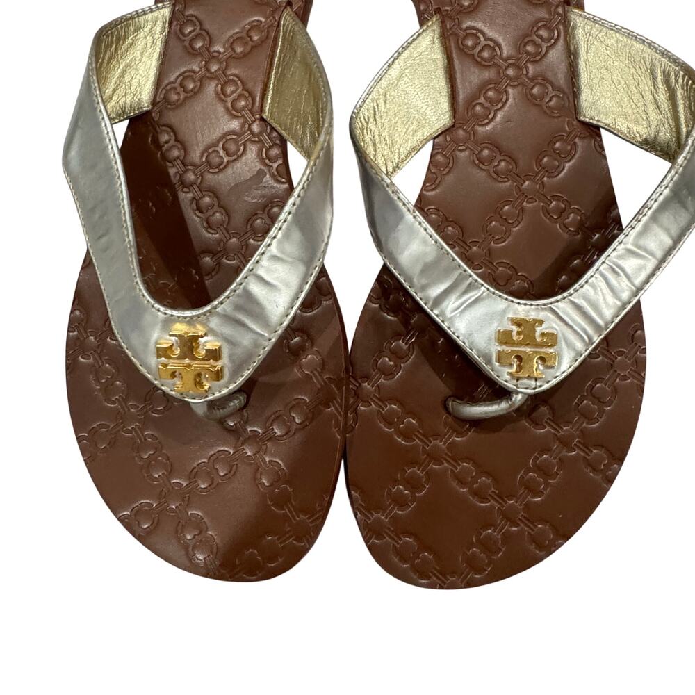 Tory Burch Miller Thong Sandal Lot 2 Pairs Womens 9 Black Silver Leather VGUC - Picture 16 of 16